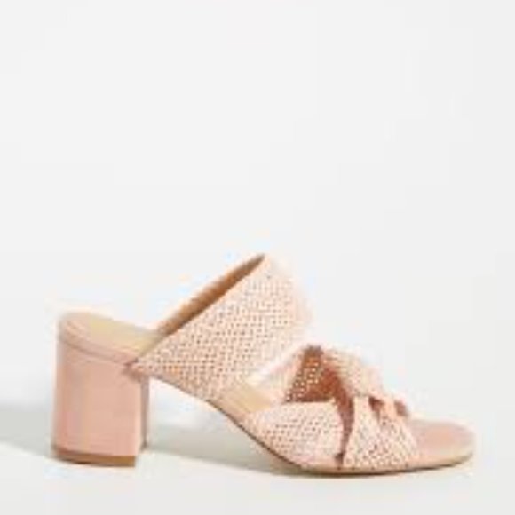 NWOB Anthropologie Mae Raffia Heeled Mules in Pink, Size 38 (US 8) - Picture 6 of 6